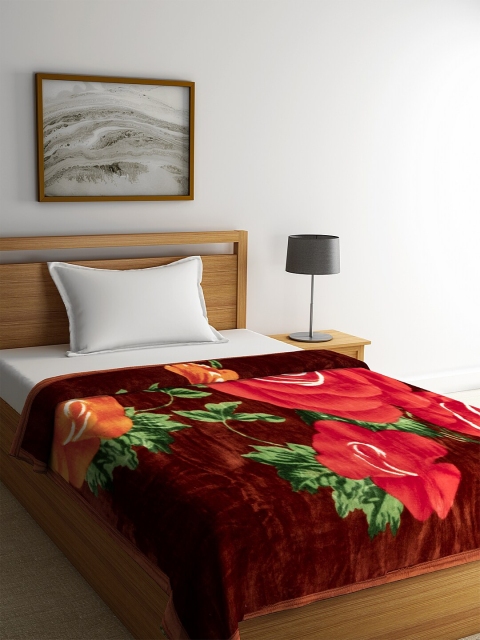 

NEUDIS Red Floral Heavy Winter 450 GSM Single Bed Blanket