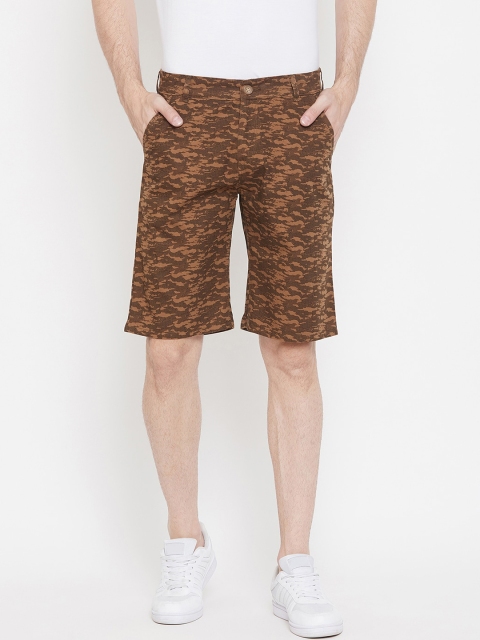 

Crimsoune Club Men Brown Printed Slim Fit Regular Shorts