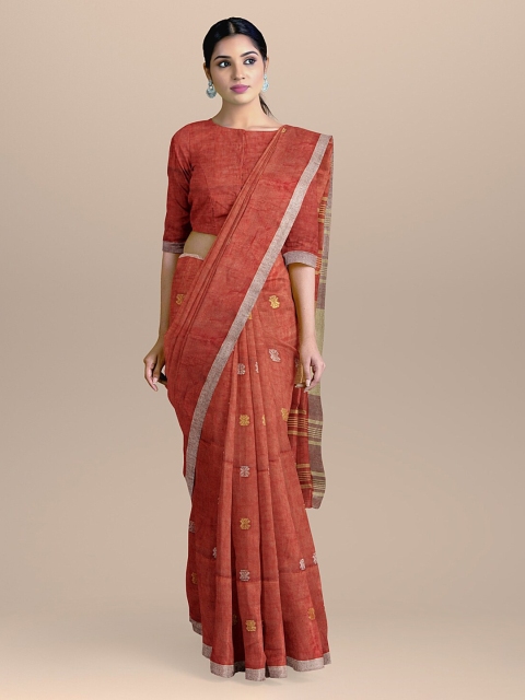 

BharatSthali Red Woven Design Pure Cotton Handloom Saree