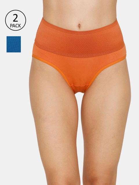 

Zivame Women Pack of 2 Hipster Briefs ZI2385FASHBYELW, Orange