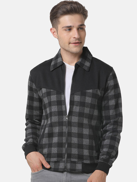 

Campus Sutra Men Charcoal Checked Tailored Jacket