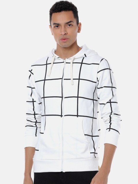 

Campus Sutra Men White & Black Checked Hooded Sweatshirt
