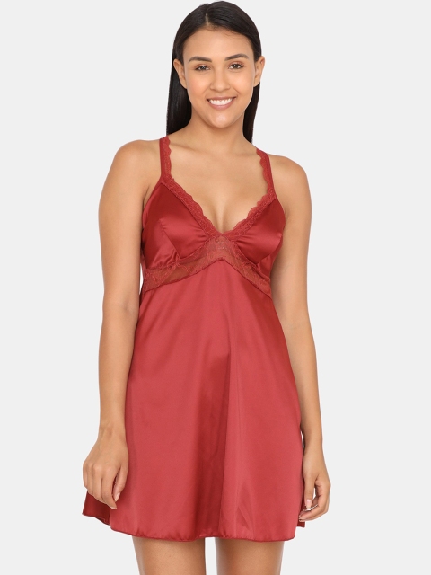 

Zivame Maroon Solid Baby Doll ZI7110FASH00