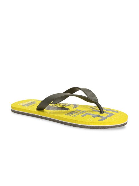 

Bata Men Yellow & Grey Printed Thong Flip-Flops