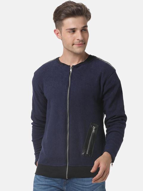 

Campus Sutra Men Navy Blue Solid Windcheater Bomber