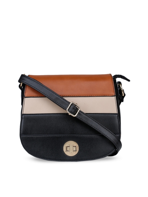 

Chemistry Black & Brown Colourblocked Sling Bag