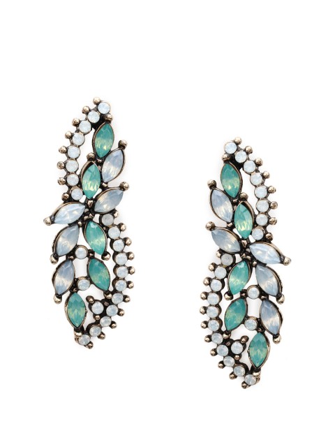 

TOKYO TALKIES X rubans FASHION ACCESSORIES Gold-Toned & Green Contemporary Drop Earrings