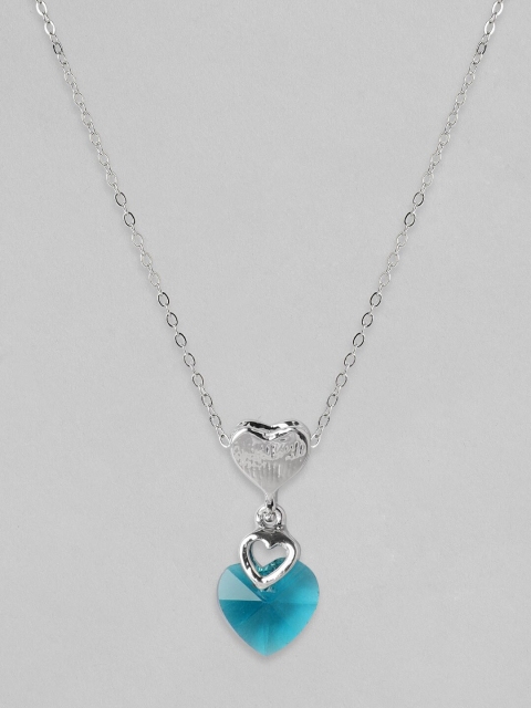 

Tokyo Talkies Silver-Plated Handcrafted Blue Pendant Chain Necklace