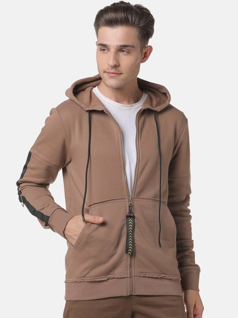 

Campus Sutra Men Brown Solid Hooded Sweatshirt