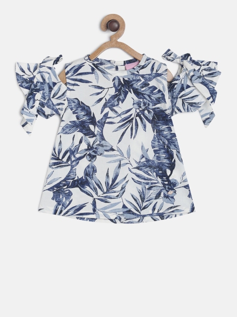 TALES & STORIES Girls Navy Blue Printed A-Line Top