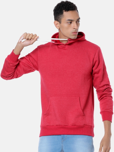 

Campus Sutra Men Red Solid Hooded Sweatshirt