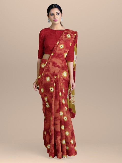 

BharatSthali Red & Green Pure Cotton Dyed Saree