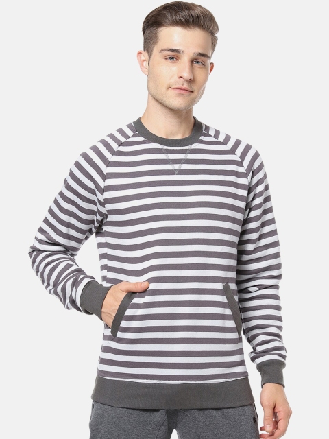 

Campus Sutra Men White & Brown Striped Sweatshirt