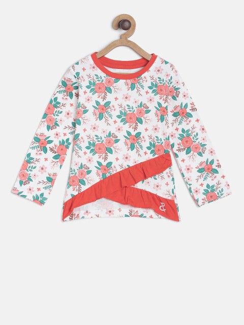 

TALES & STORIES Girls White & Pink Printed Printed A-Line Top