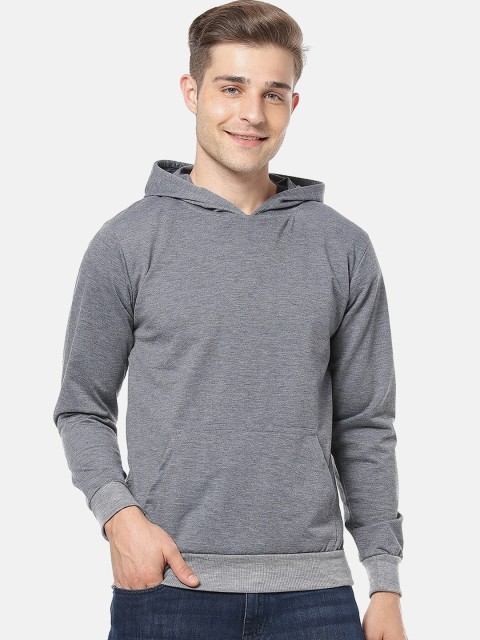 

Campus Sutra Men Grey Solid Hooded Sweatshirt