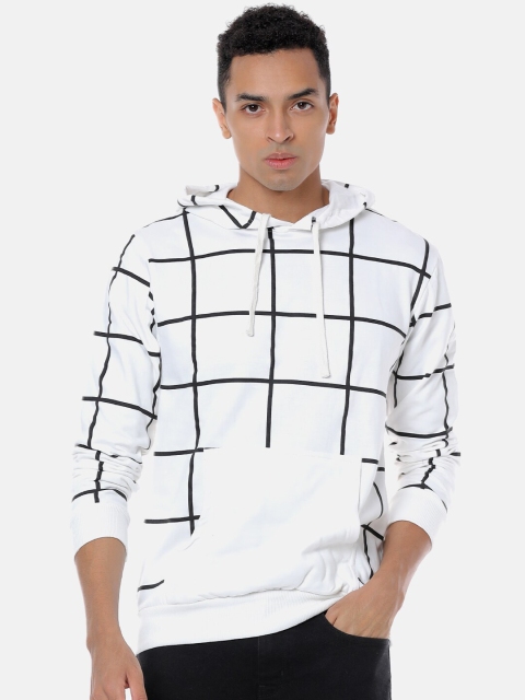 

Campus Sutra Men White & Black Checked Hooded Sweatshirt
