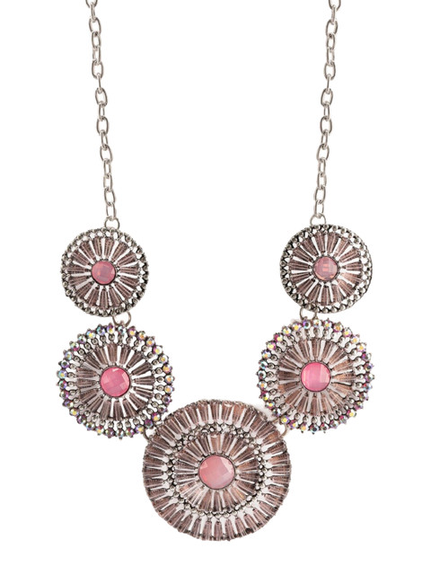 

Tokyo Talkies Silver-Toned & Pink Handcrafted Necklace