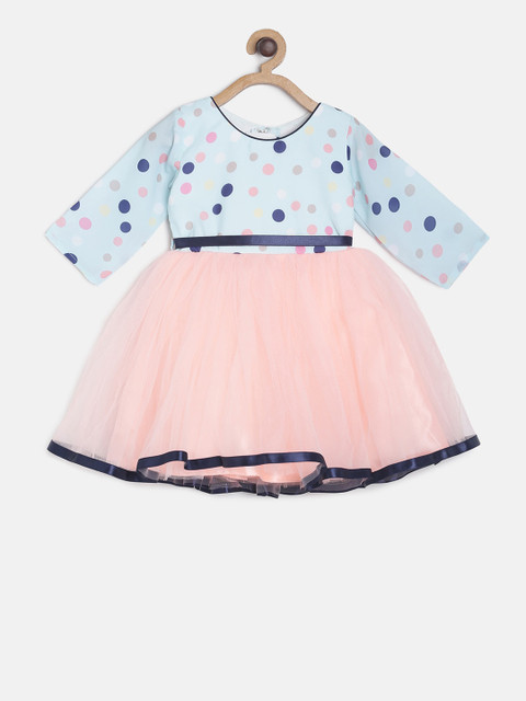 

TALES & STORIES Girls Blue & Pink Printed Fit and Flare Dress