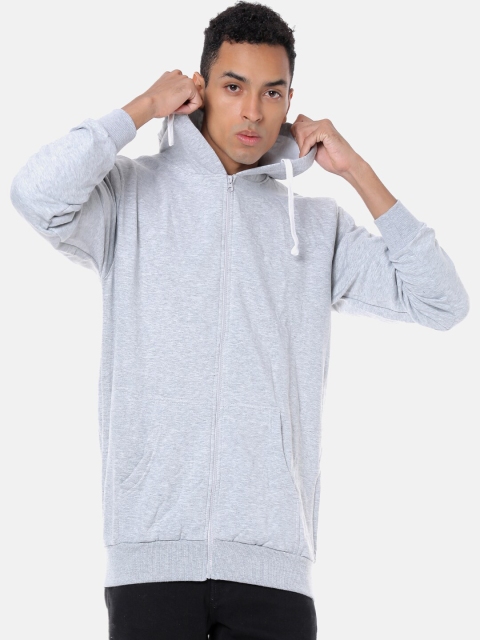 

Campus Sutra Men Grey Solid Hooded Sweatshirt