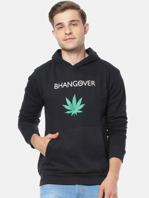 

Campus Sutra Men Black Printed Hooded Sweatshirt
