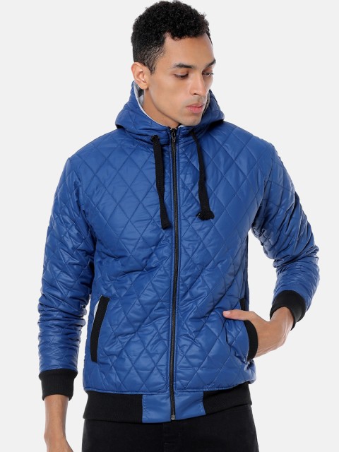 

Campus Sutra Men Blue Solid Biker Jacket