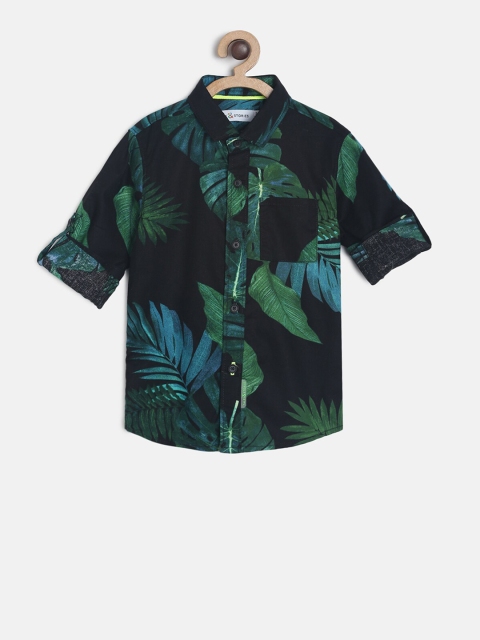 

TALES & STORIES Boys Green Regular Fit Tropical Printed Casual Shirt
