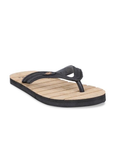 

Bata Men Black & Brown Striped Thong Flip-Flops