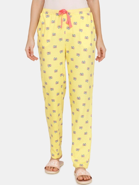 

Zivame Women Yellow Printed Lounge Pants
