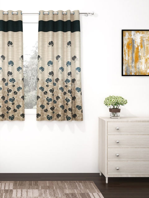 

Story@home Beige & Green Premium Jacquard 350GSM Room Darkening Eyelet Single Window Curtain