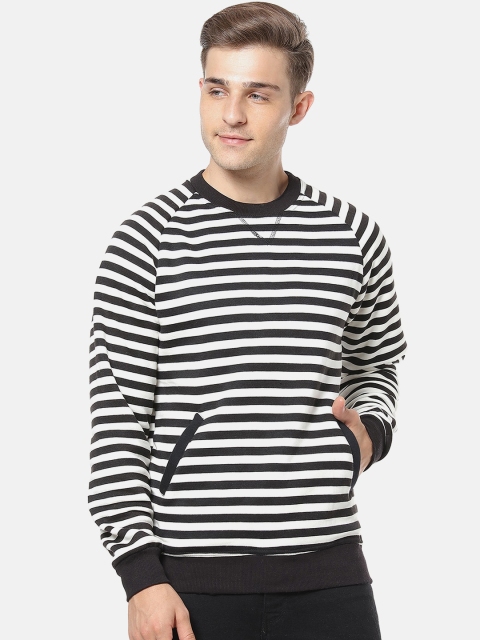 

Campus Sutra Men Black & White Striped Sweatshirt