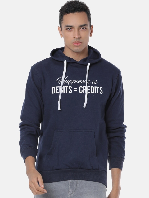 

Campus Sutra Men Navy Blue Printed Hooded Sweatshirt