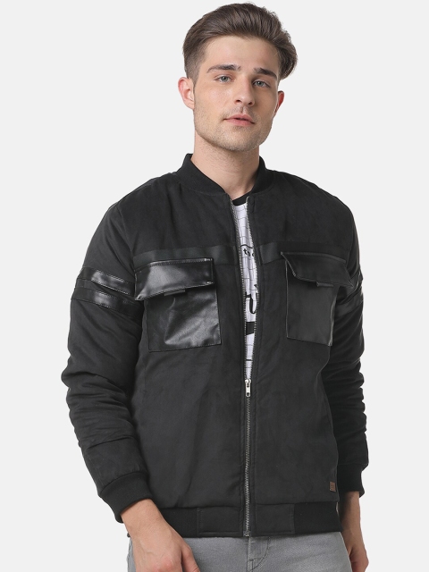 

Campus Sutra Men Black Solid Windcheater Bomber