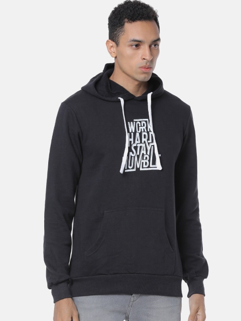 

Campus Sutra Men Black Printed Hooded Sweatshirt
