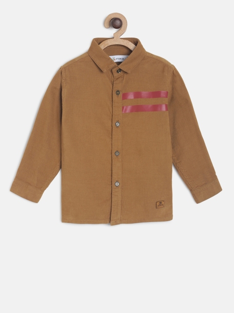 

TALES & STORIES Boys Khaki & Red Regular Fit Striped Casual Shirt