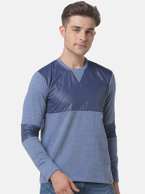 Campus Sutra Men Blue Solid Sweatshirt