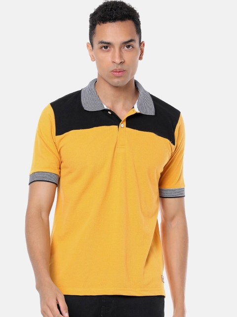 

Campus Sutra Men Yellow & Black Colourblocked Polo Collar T-shirt