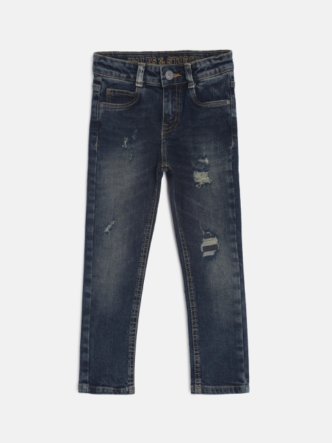 

TALES & STORIES Boys Blue Slim Fit Mid-Rise Mildly Distressed Jeans
