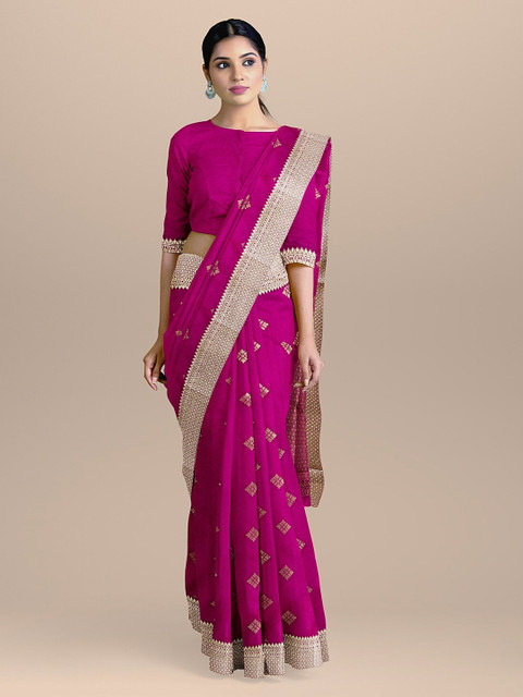 

BharatSthali Magenta Woven Design Silk Cotton Saree