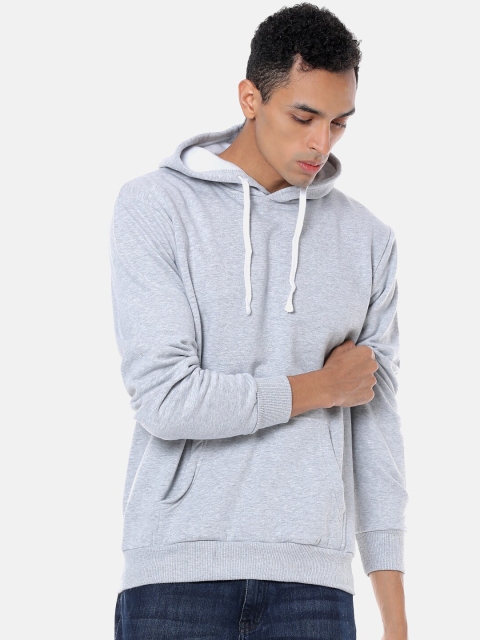 

Campus Sutra Men Grey Solid Hooded Sweatshirt