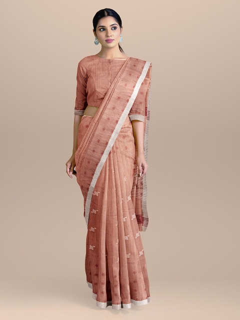 

BharatSthali Brown Striped Pure Cotton Saree