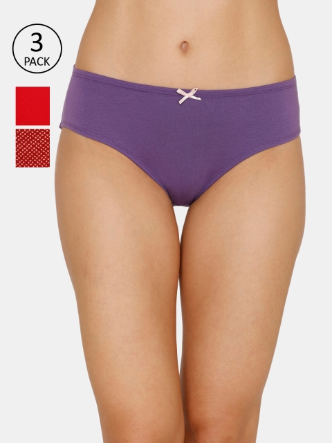 

Zivame Women Pack of 3 Assorted Hipster Briefs ZI2420FASHZWRED