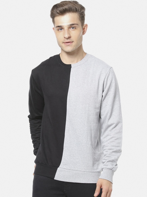

Campus Sutra Men Black & Grey Colourblocked Sweatshirt