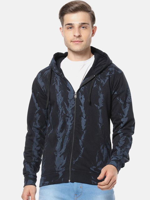 

Campus Sutra Men Black Printed Hooded Sweatshirt