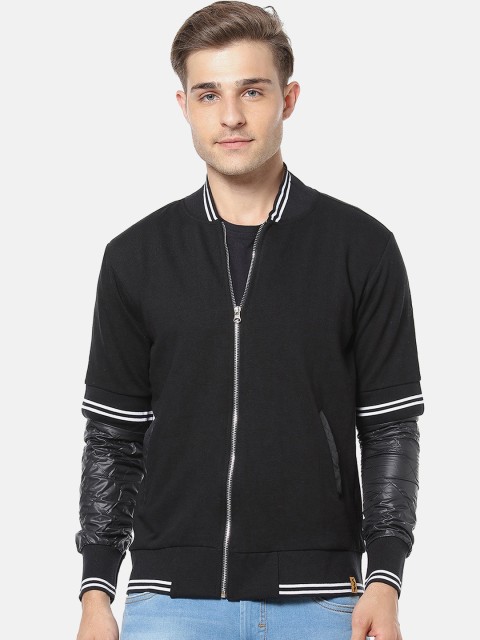 

Campus Sutra Men Black Solid Windcheater Bomber