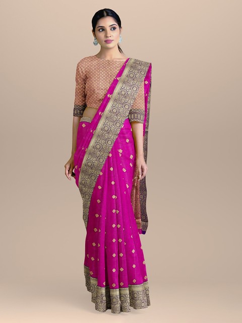 

BharatSthali Pink Woven Design Silk Cotton Saree