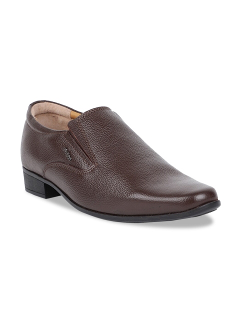 Bata Men Brown Solid Leather Formal Slip-Ons