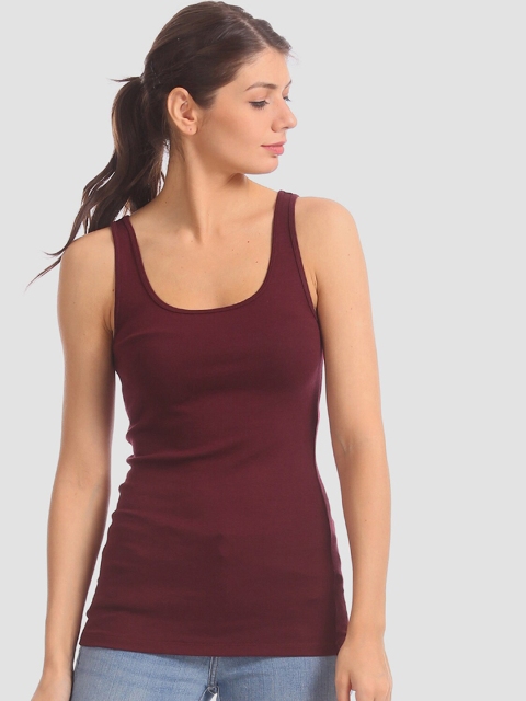 

GAP Women Maroon Solid Tank Top