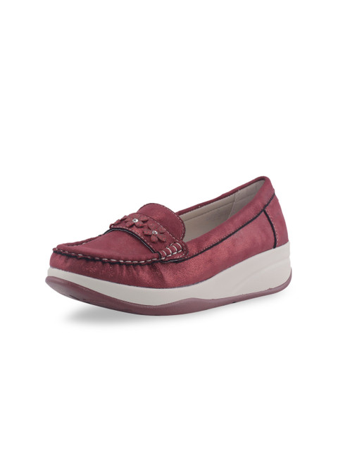 

Khadims Women Maroon Solid Loafers