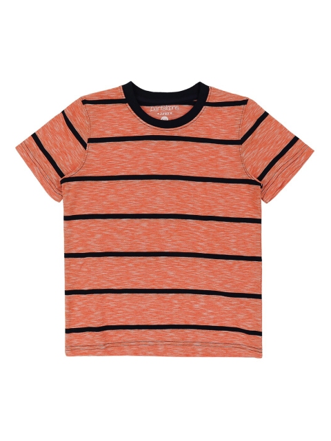 

CHALK by Pantaloons Boys Orange & Black Striped Round Neck T-shirt