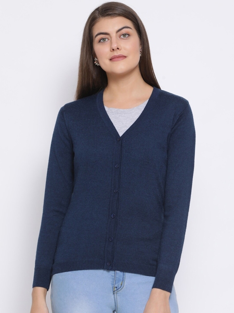

Monte Carlo Women Blue Solid Cardigan Sweater
